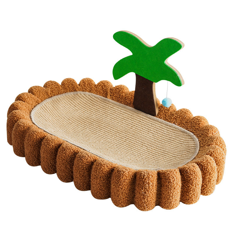 CAMA CON RASCADOR PARA GATOS DISEÑO DE PLAYA Y PALMERA