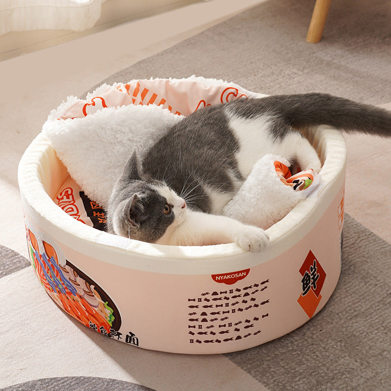 CAMA PARA GATO CON DISEÑO DE RAMEN
