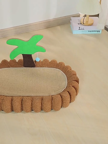 CAMA CON RASCADOR PARA GATOS DISEÑO DE PLAYA Y PALMERA